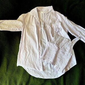 Combined set from Zara. Shirt with smocked top.